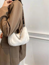 Plush Fur Street Chain Bag White