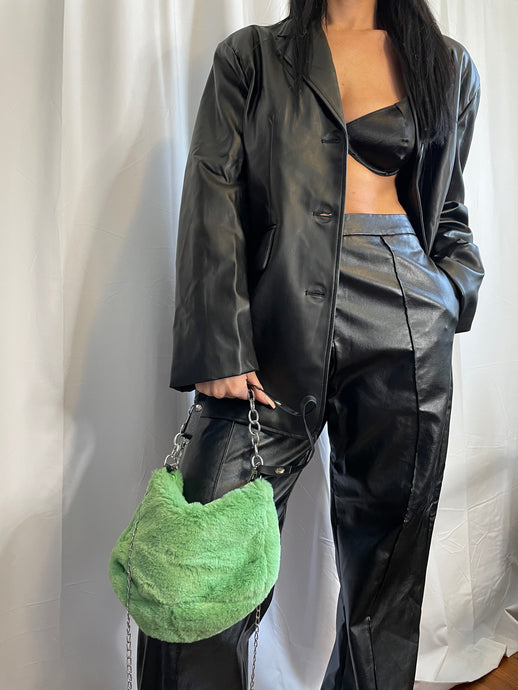 Plush Fur Street Chain Bag Green