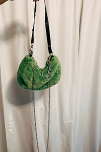 Plush Fur Street Chain Bag Green