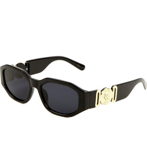 Gold Tiger Medallion Oval Sunglasses